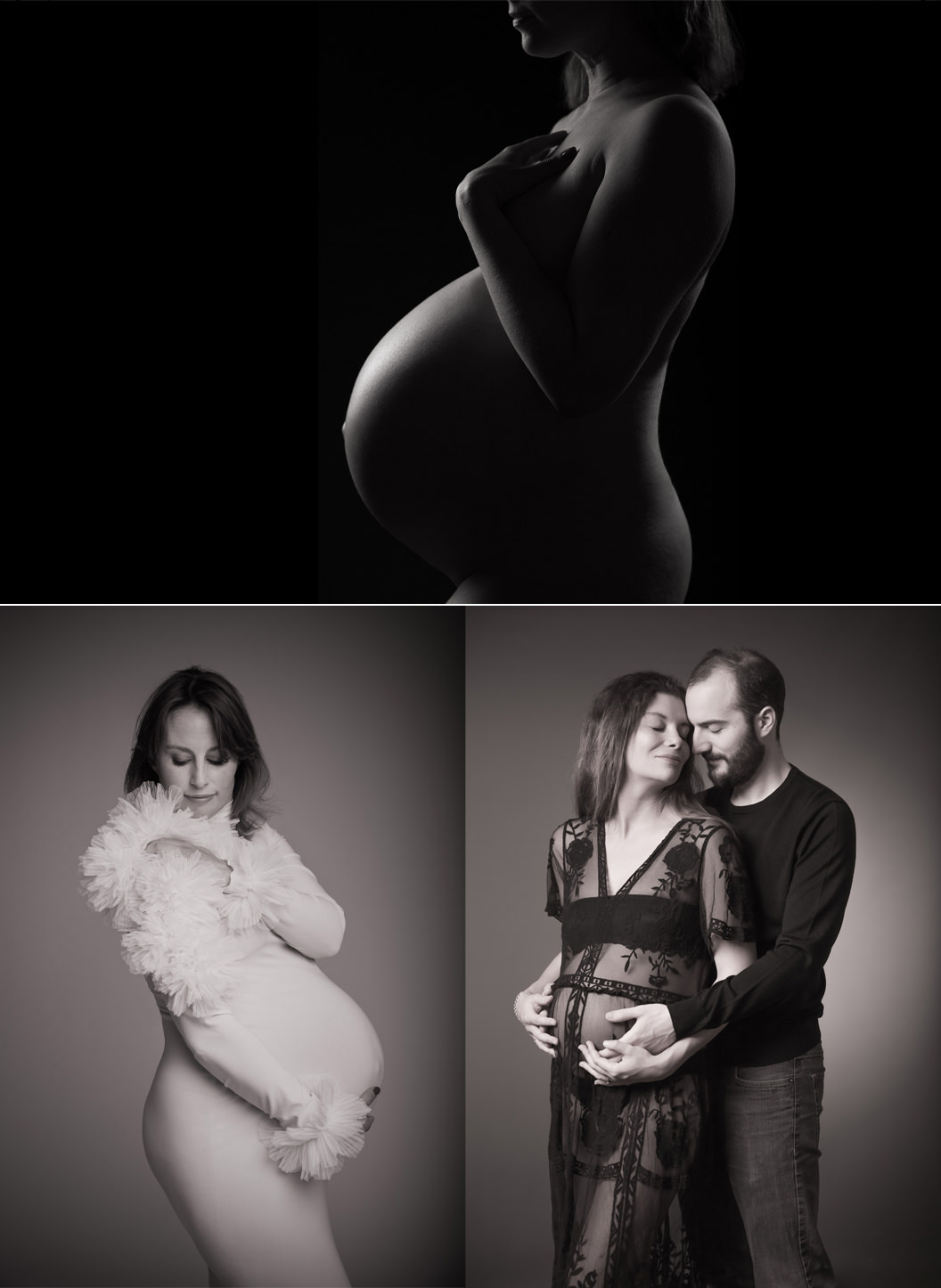 Les 2 Photographes : Séance grossesse-robe blanche-nu-couple