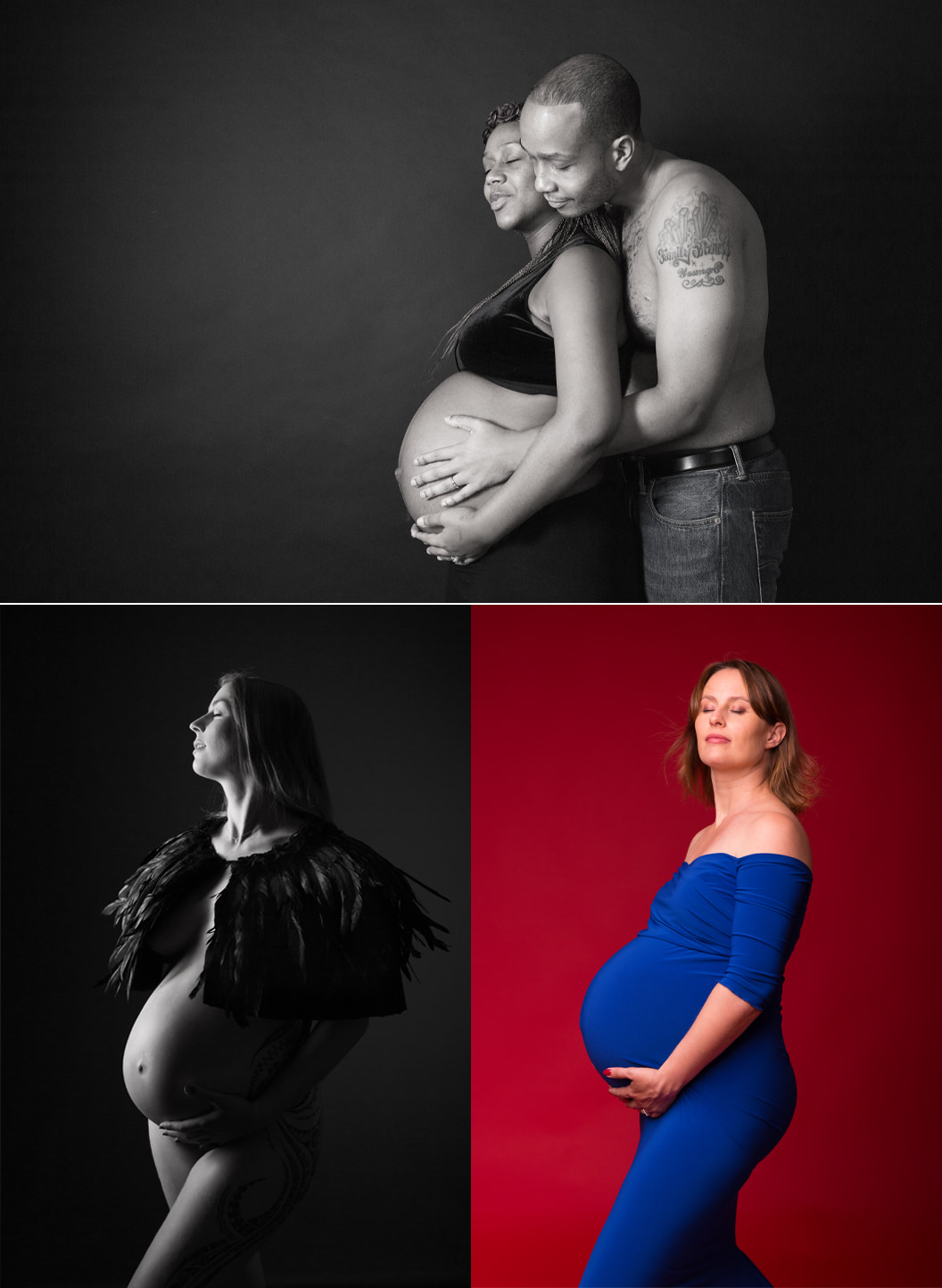 Les 2 Photographes : Séance grossesse couple robe bleue