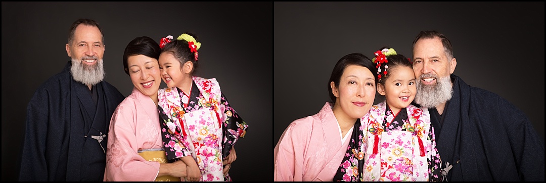 Séance famille au studio photo au Vésinet en costume traditionnel japonais